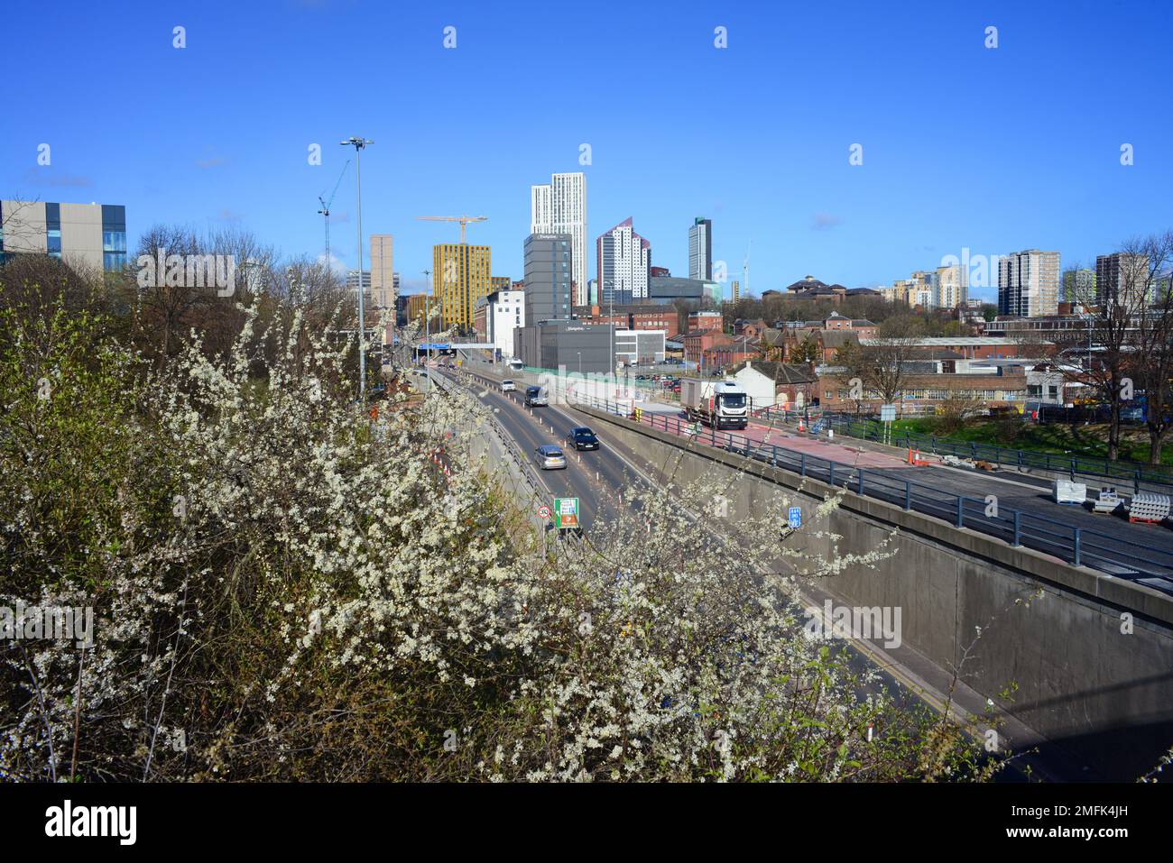 leeds city skyline at springtime yorkshire united kingdom Stock Photo