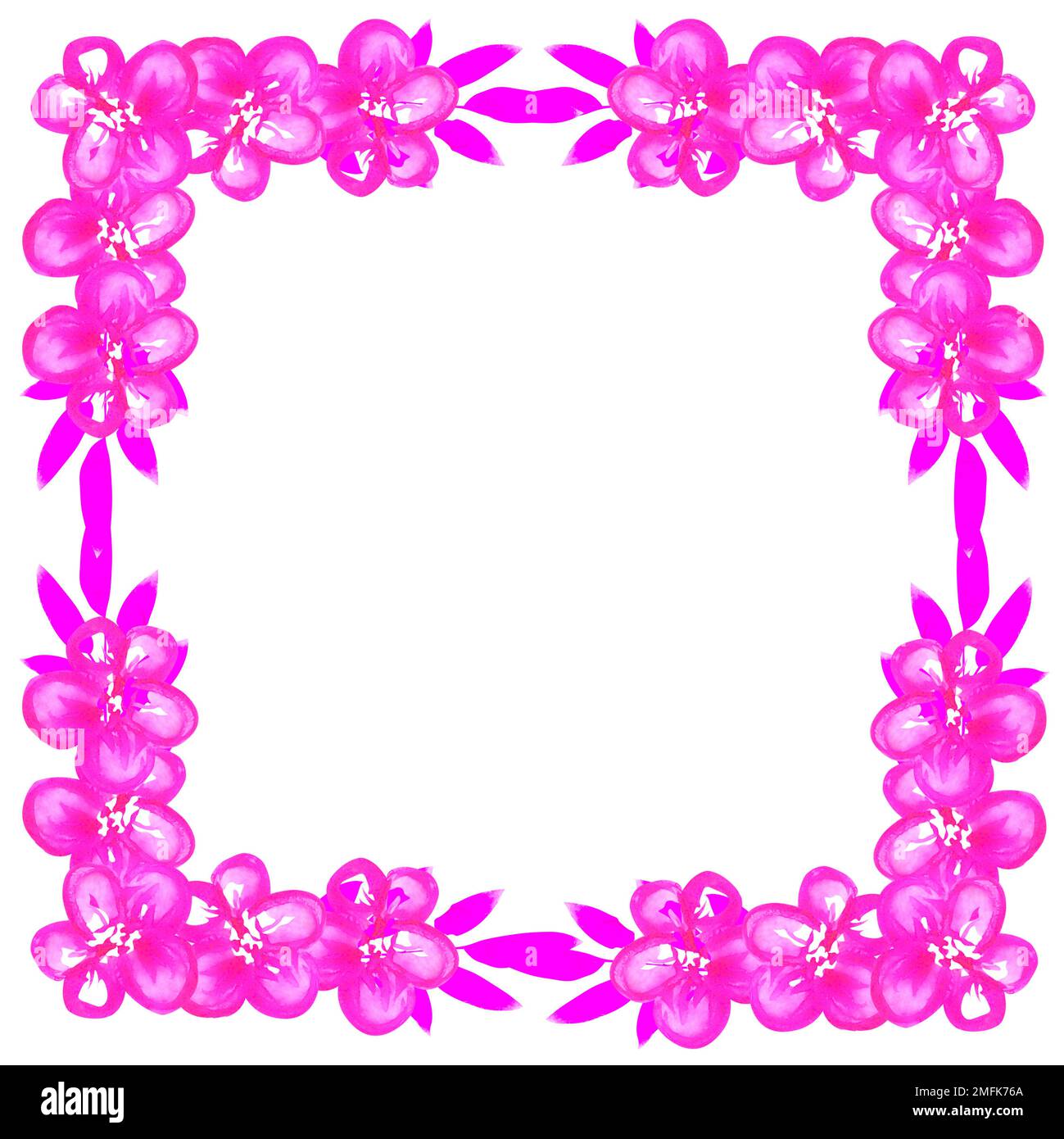 Pink floral frame illustration on a white background. Love heart for ...