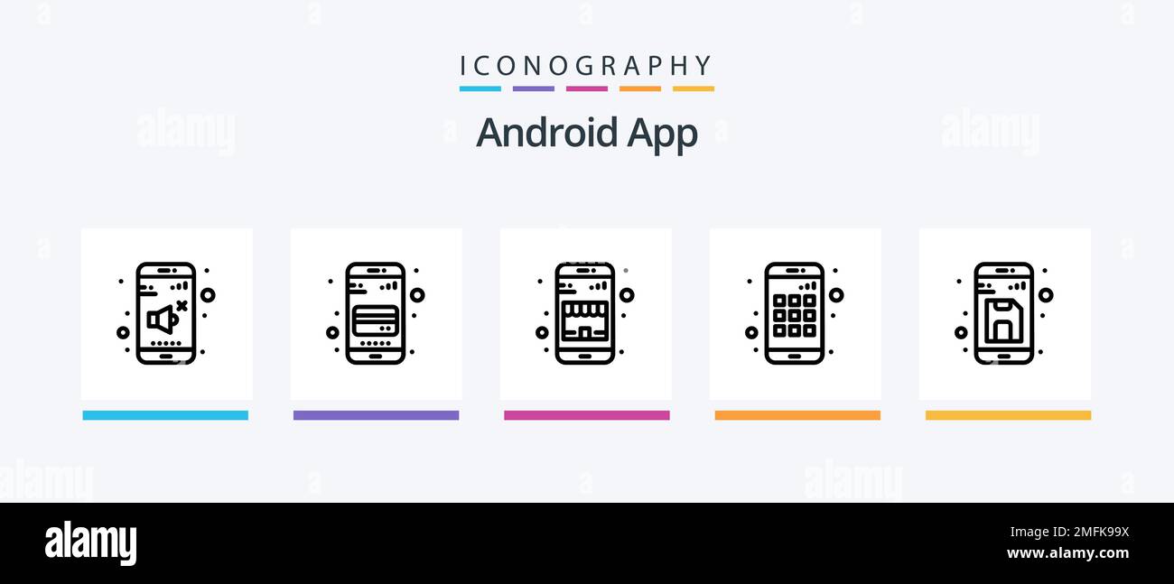 pacote de ícones da linha 5 do aplicativo Android, incluindo