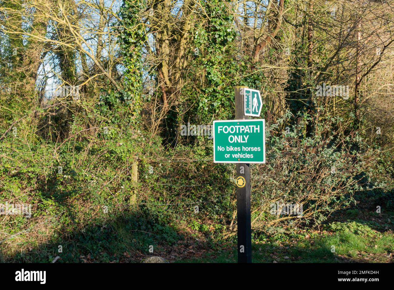 Footpath Only signpost at Witchampton in Dorset, England Stock Photo