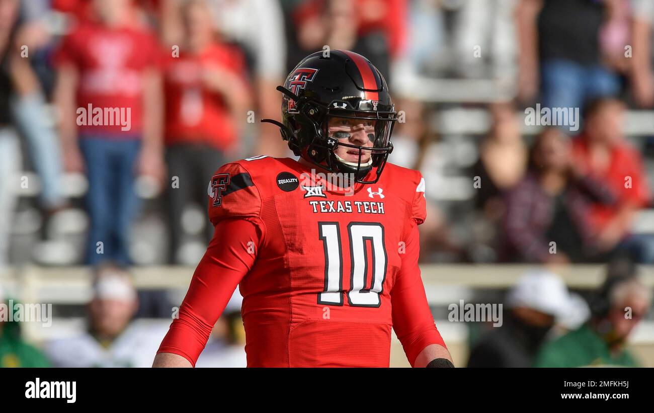 Texas Tech quarterback Alan Bowman (10) in in the first half of an NCAA college football game