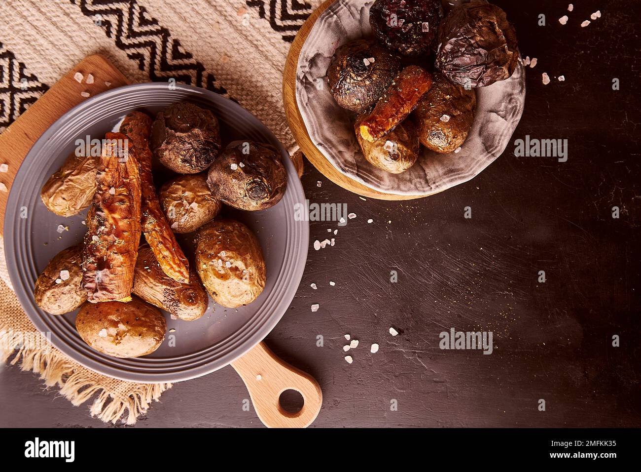 Grilled baked rustic vegetables - potatoes, carrots, beetroot. Healthy ...