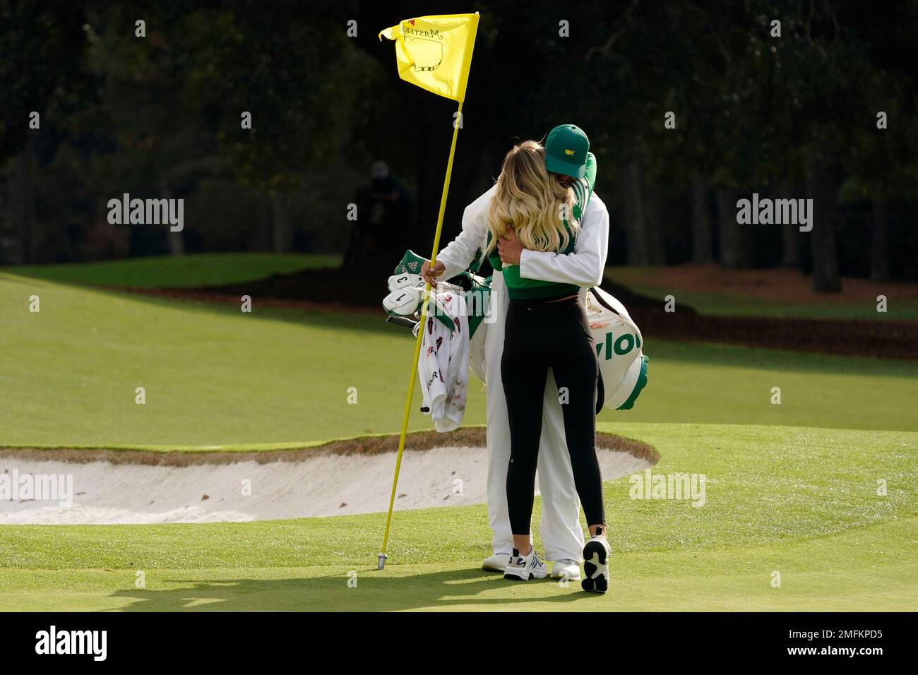 Paulina Gretzky hugs Dustin Johnson #39 s caddie and brother Austin after Paulina Gretzky hugs Dustin Johnson #39 s caddie and brother Austin after