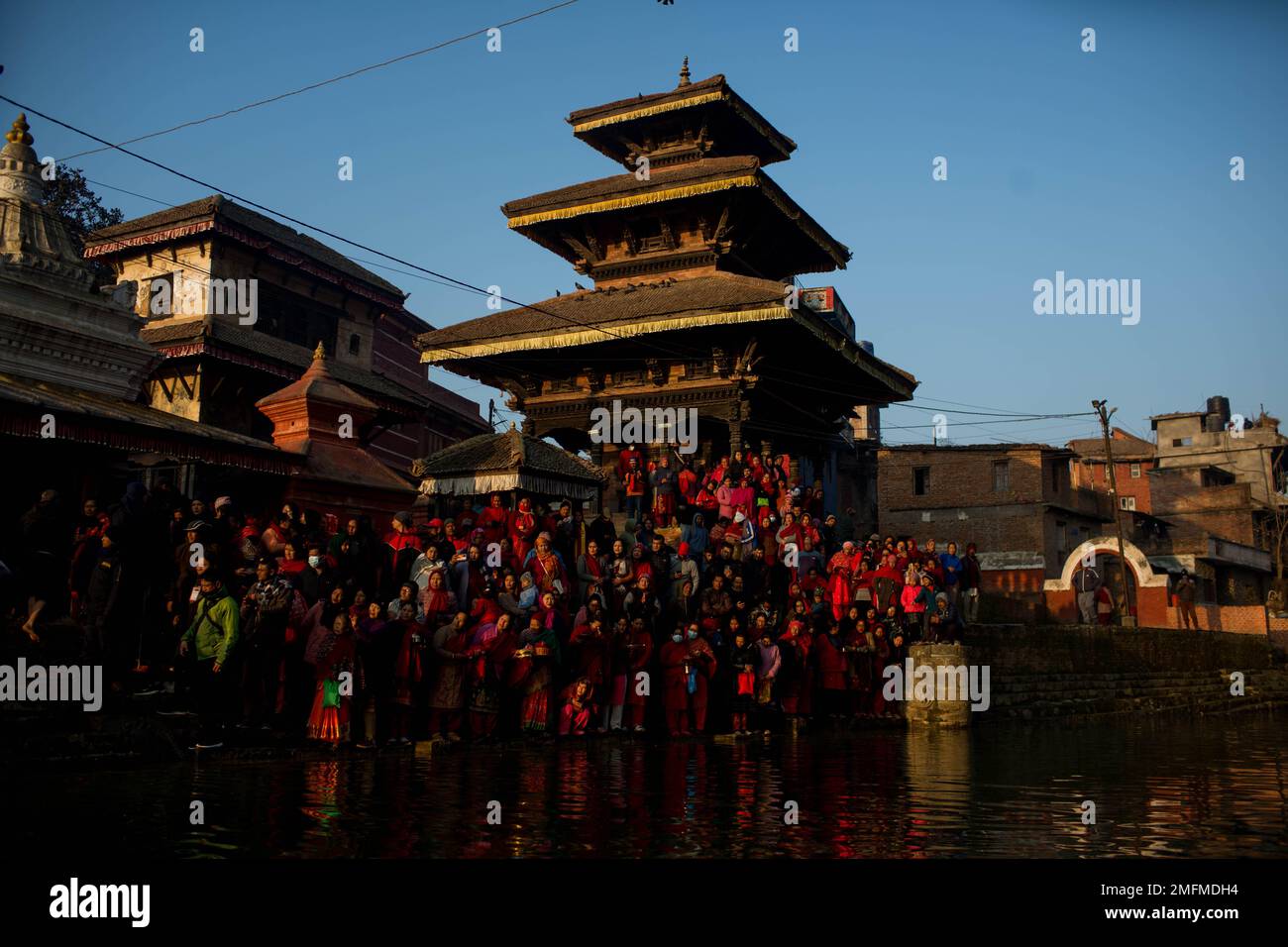 Kavrepalanchok, Nepal. 25th Jan, 2023. Devotees perform a ritual during the Swasthani Brata