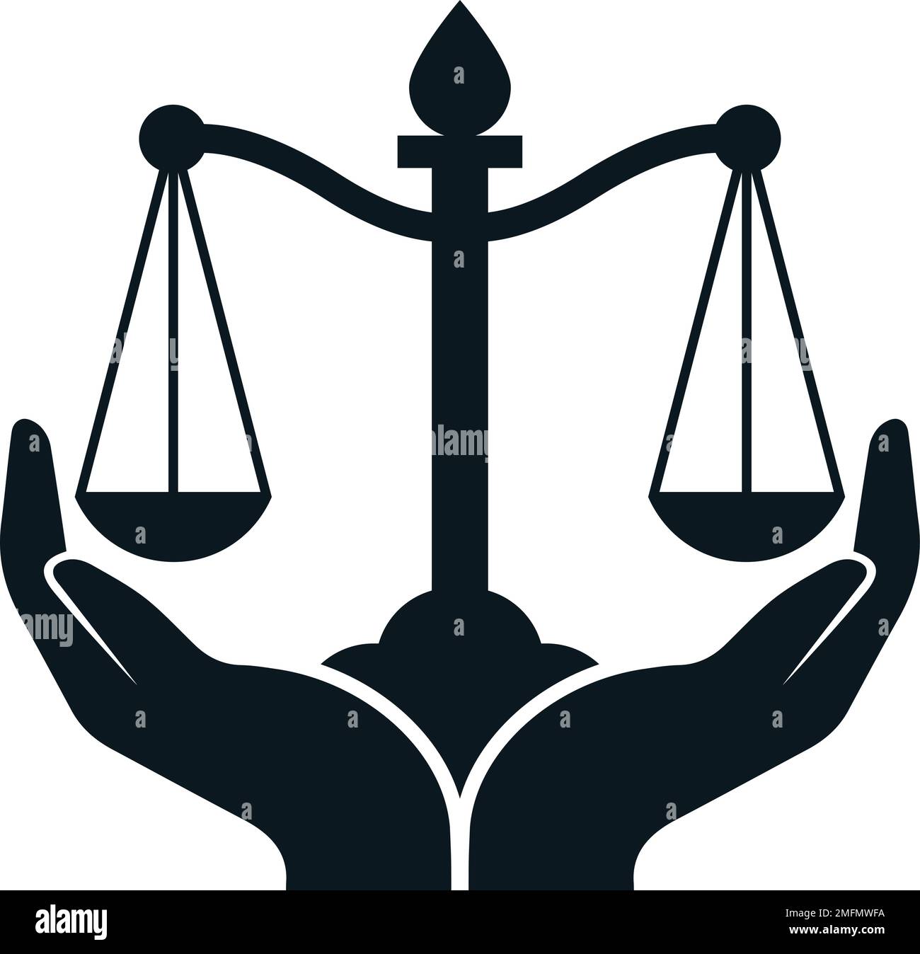 scales of justice isolated. two hand holding measurement balance