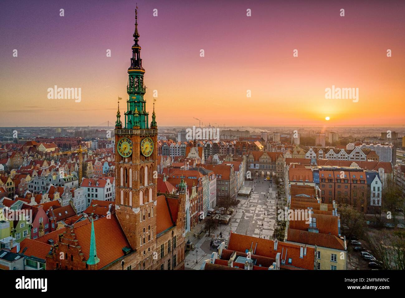 Aerial view of the old town of Gdansk Stock Photo - Alamy