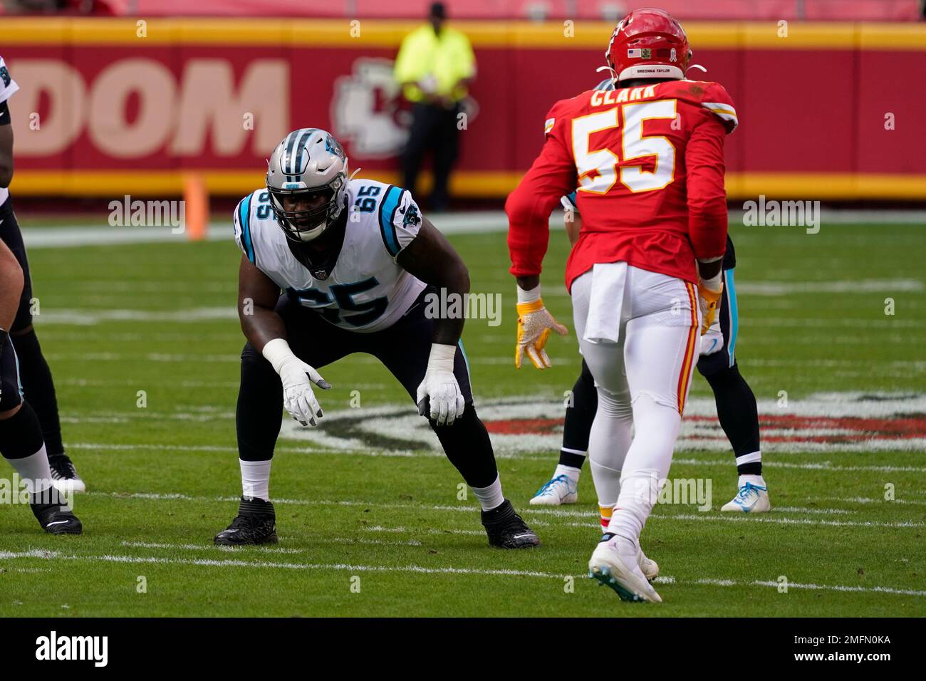 Carolina Panthers offensive guard Dennis Daley (65) lines up