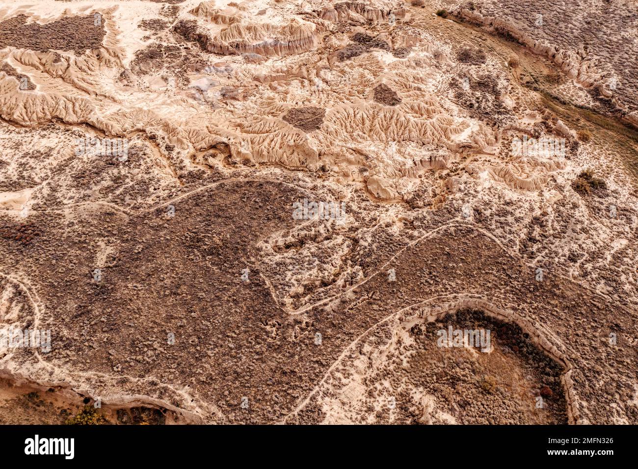 drone Aerial view of Bardenas Reales desert landscape in Spain Stock ...