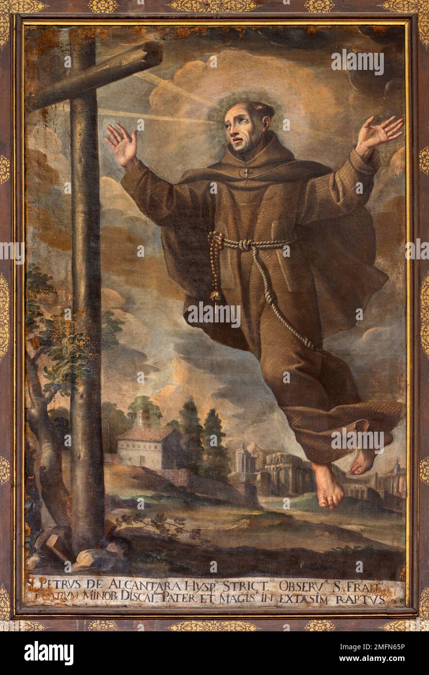 VARALLO, ITALY - JULY 17, 2022: The painting of St. Peter of Alcantara  in the church Chiesa Santa Maria delle Grazie. Stock Photo