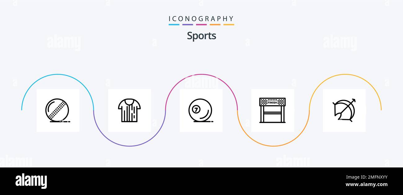 Sports Line 5 Icon Pack Including goal. sport. trikot. line. pool ball