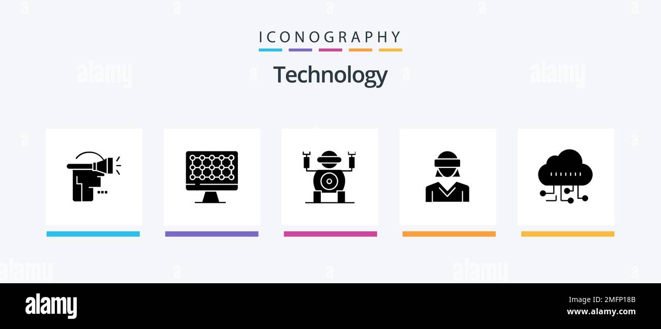 Technology Glyph 5 Icon Pack Including technology. data. technology ...