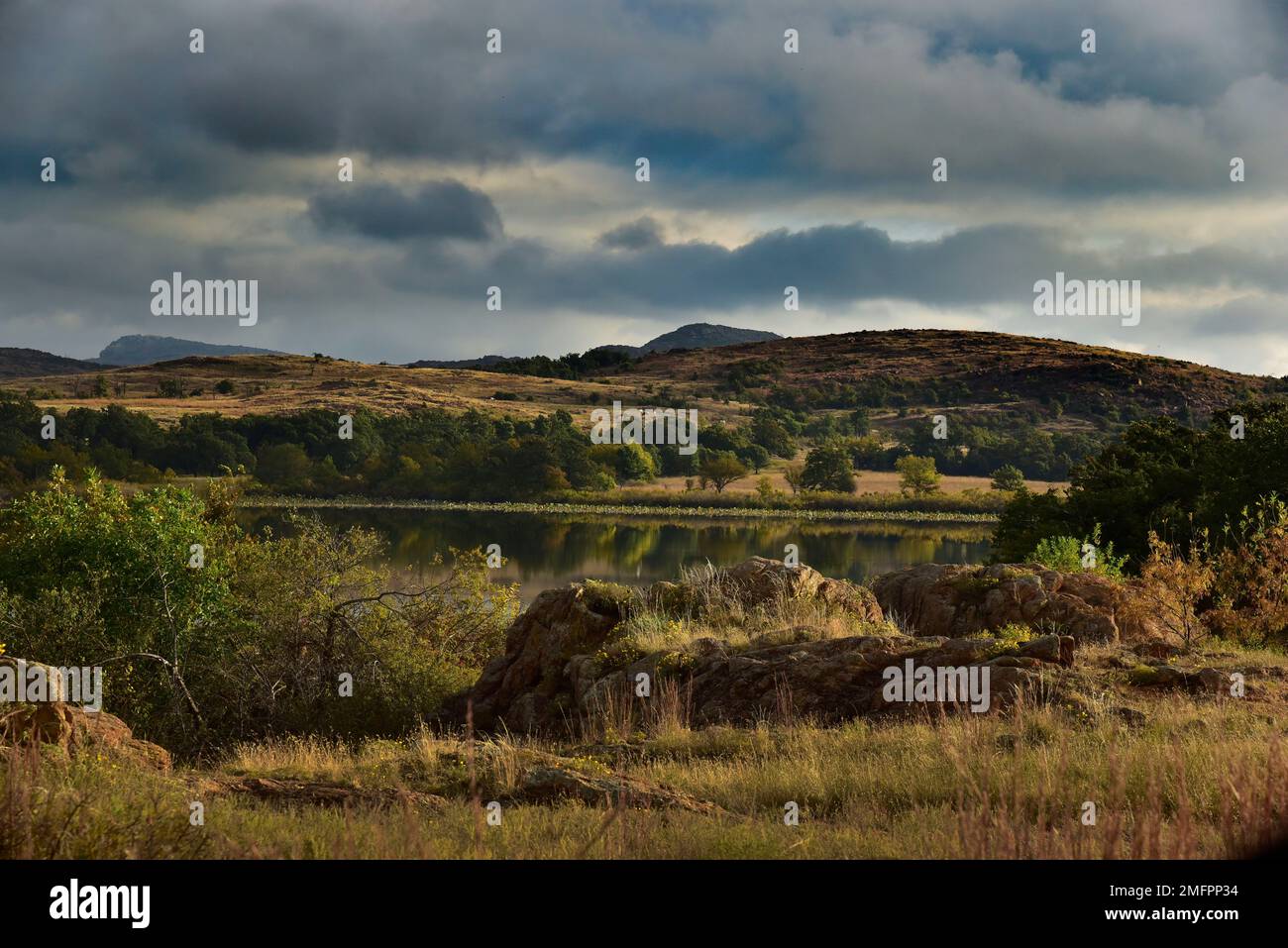 Crater Lake, Wichita Mountains Wildlife Refuge, Oklahoma Stock Photo