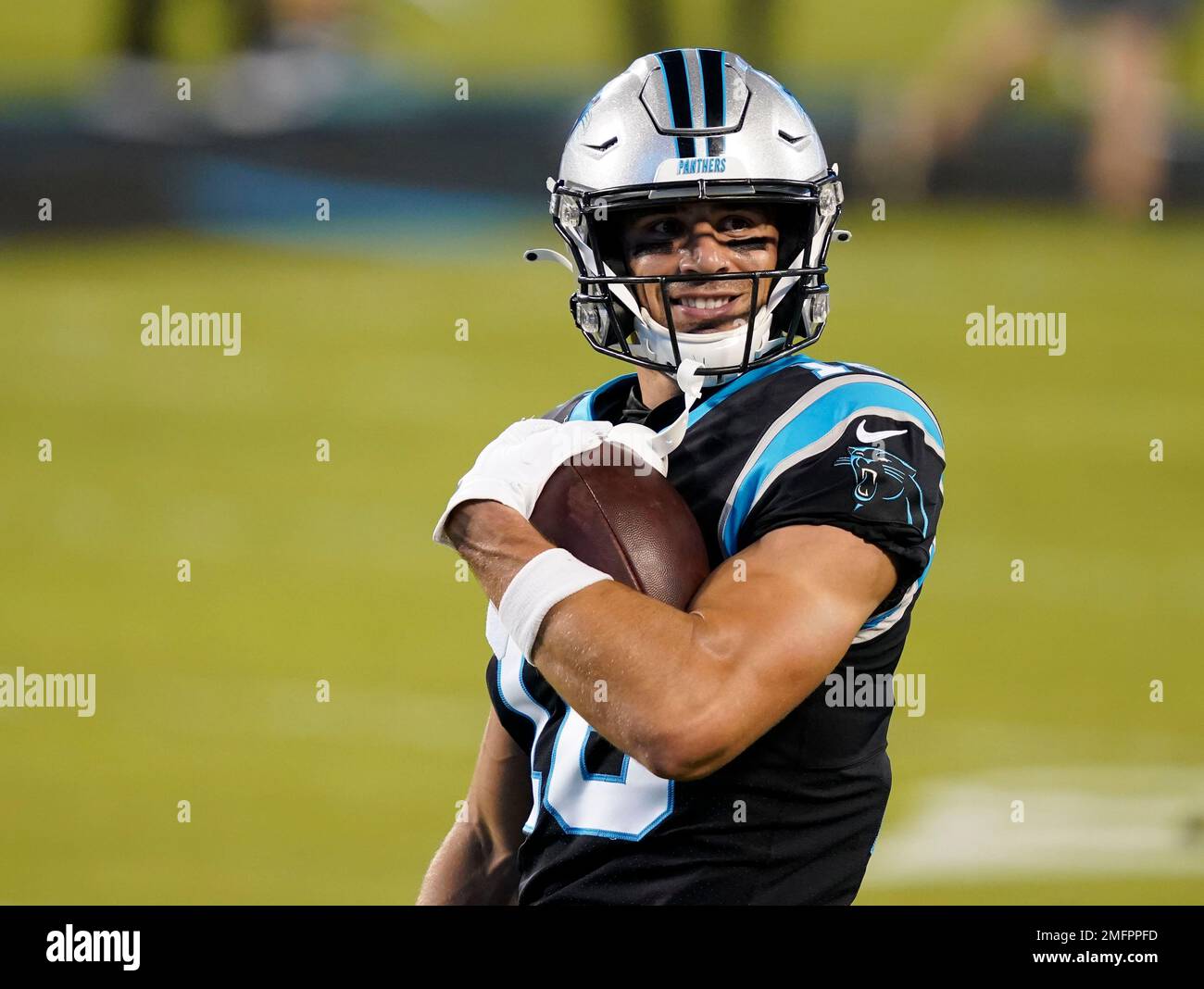 Carolina Panthers wide receiver Brandon Zylstra warms up before an NFL  football game against the Atlanta Falcons Thursday, Oct. 29, 2020, in  Charlotte, N.C. (AP Photo/Gerry Broome Stock Photo - Alamy