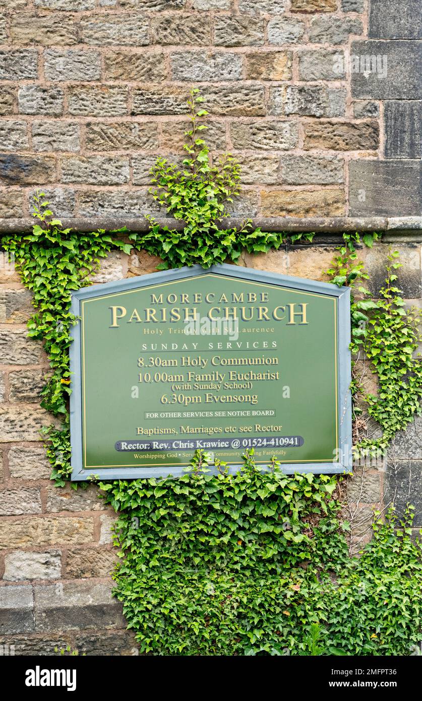 Church noticeboard, Morecambe, Lancashire, UK Stock Photo