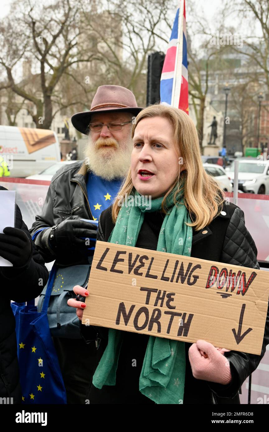 London, UK. Anti Brexit and Anti Tory Protesters gathered in Parliament Square on the day that Prime Minster Rishi Sunak was forced to defend the financial practices of Conservative Chairman Nadim Zahawi. Credit: michael melia/Alamy Live News Stock Photo
