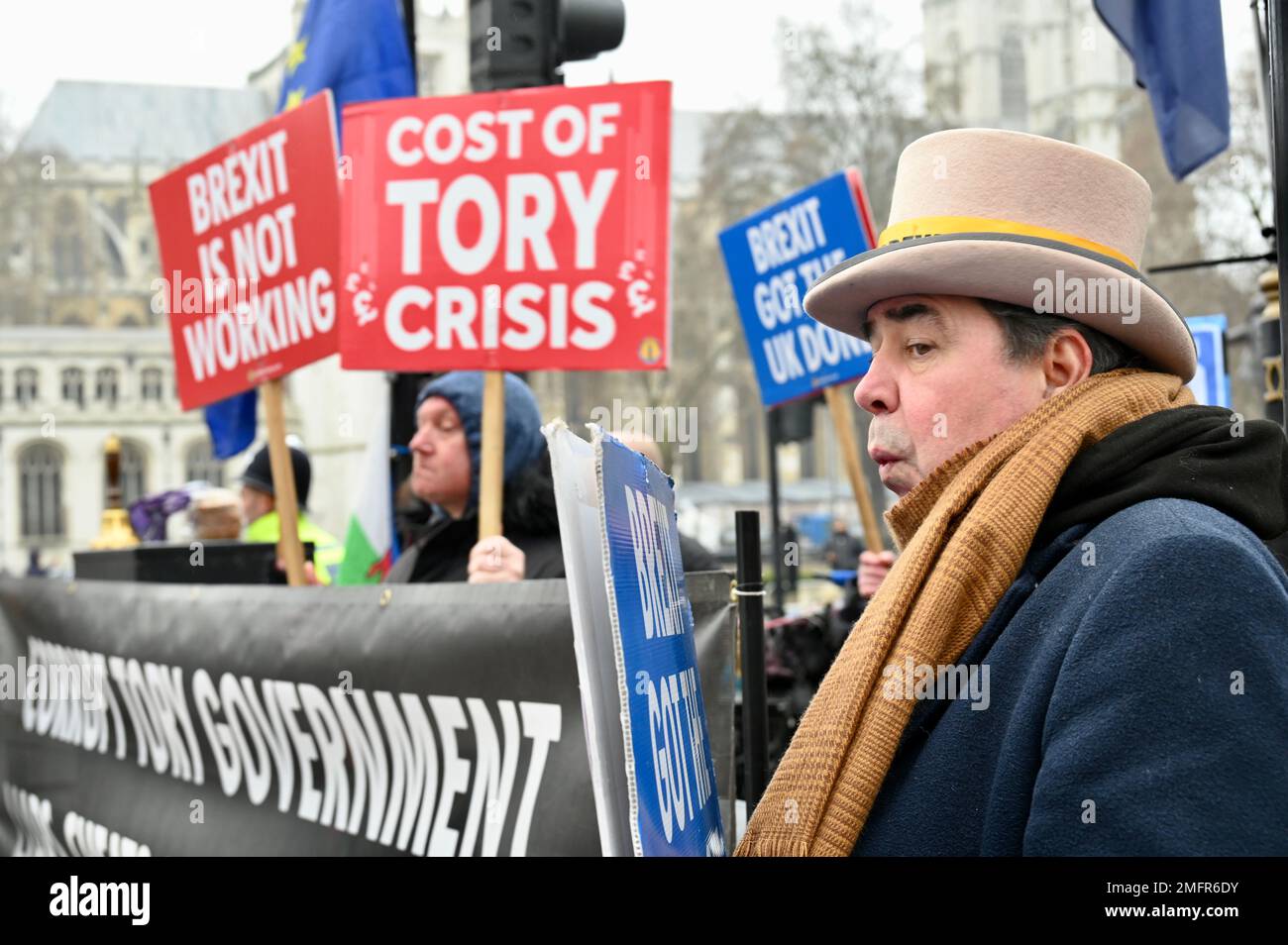 London, UK. Steve Bray.  Anti Brexit and Anti Tory Protesters gathered in Parliament Square on the day that Prime Minster Rishi Sunak was forced to defend the financial practices of Conservative Chairman Nadim Zahawi. Credit: michael melia/Alamy Live News Stock Photo