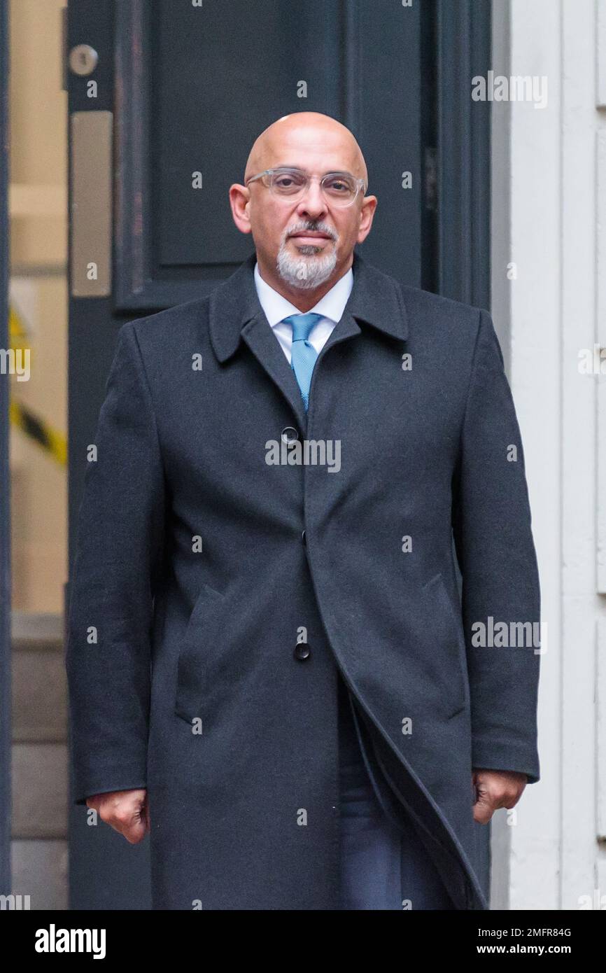 Conservative Party Head Quarters, London, UK. 25th January 2023. Former Chancellor and current Conservative Party Chairman, Nadhim Zahawi, leaving the Conservative Party Head Quarters in Westminster. The minister is under investigation into his tax affairs. Photo by Amanda Rose/Alamy Live News Stock Photo