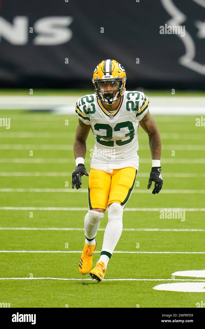 Green Bay Packers defensive back Jaire Alexander (23) drops in coverage  during an NFL football game against the Houston Texans, Sunday, Oct. 11,  2020, in Houston. (AP Photo/Matt Patterson Stock Photo - Alamy