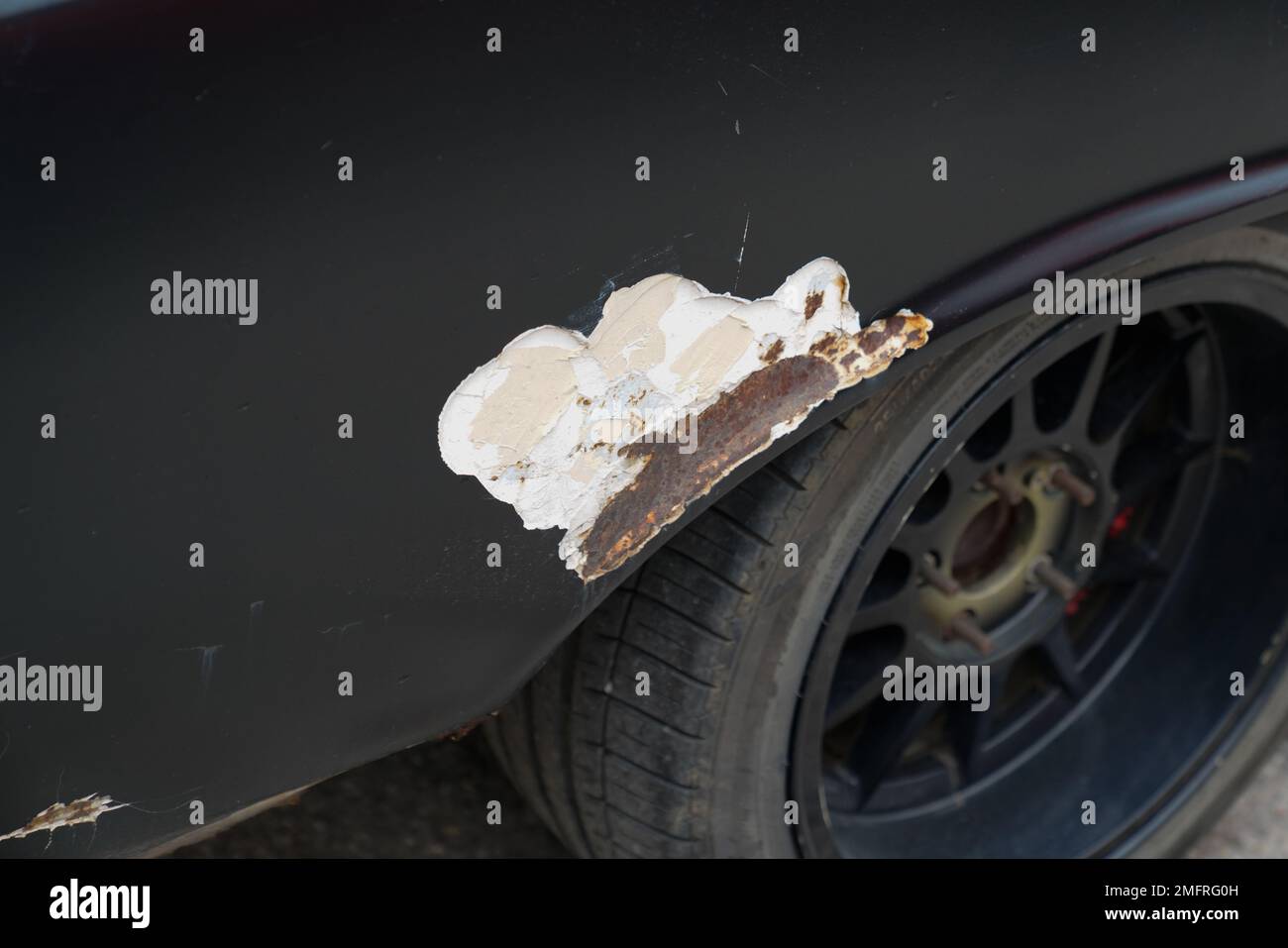 Severe Rust on rear side old ancient Car paint rusty steel Stock Photo ...