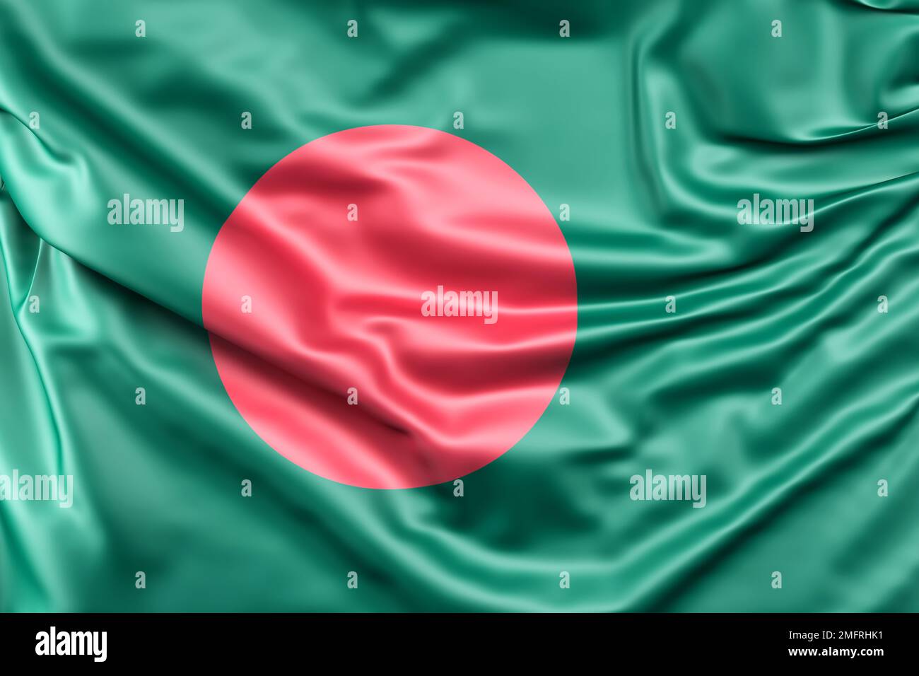 Ruffled Flag of Bangladesh. 3D Rendering Stock Photo Alamy
