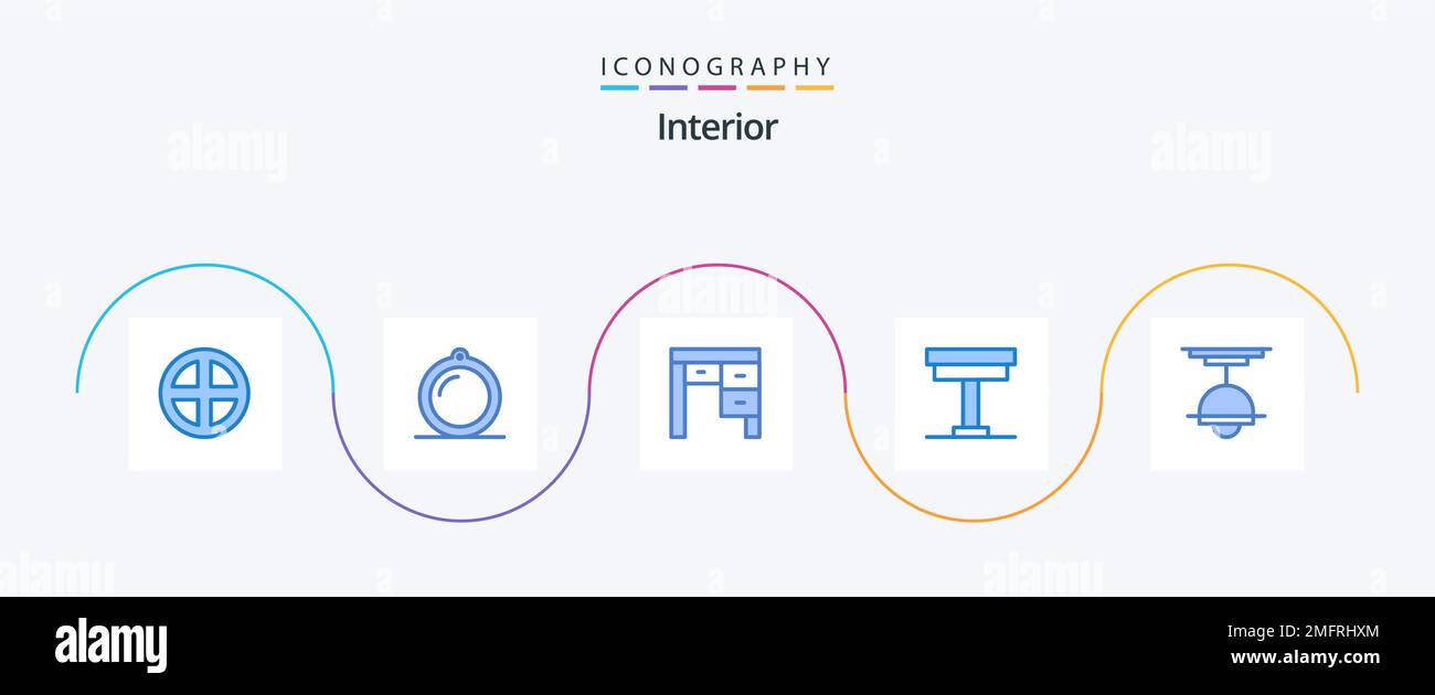 Interior Blue 5 Icon Pack Including table. furniture. window. desk ...