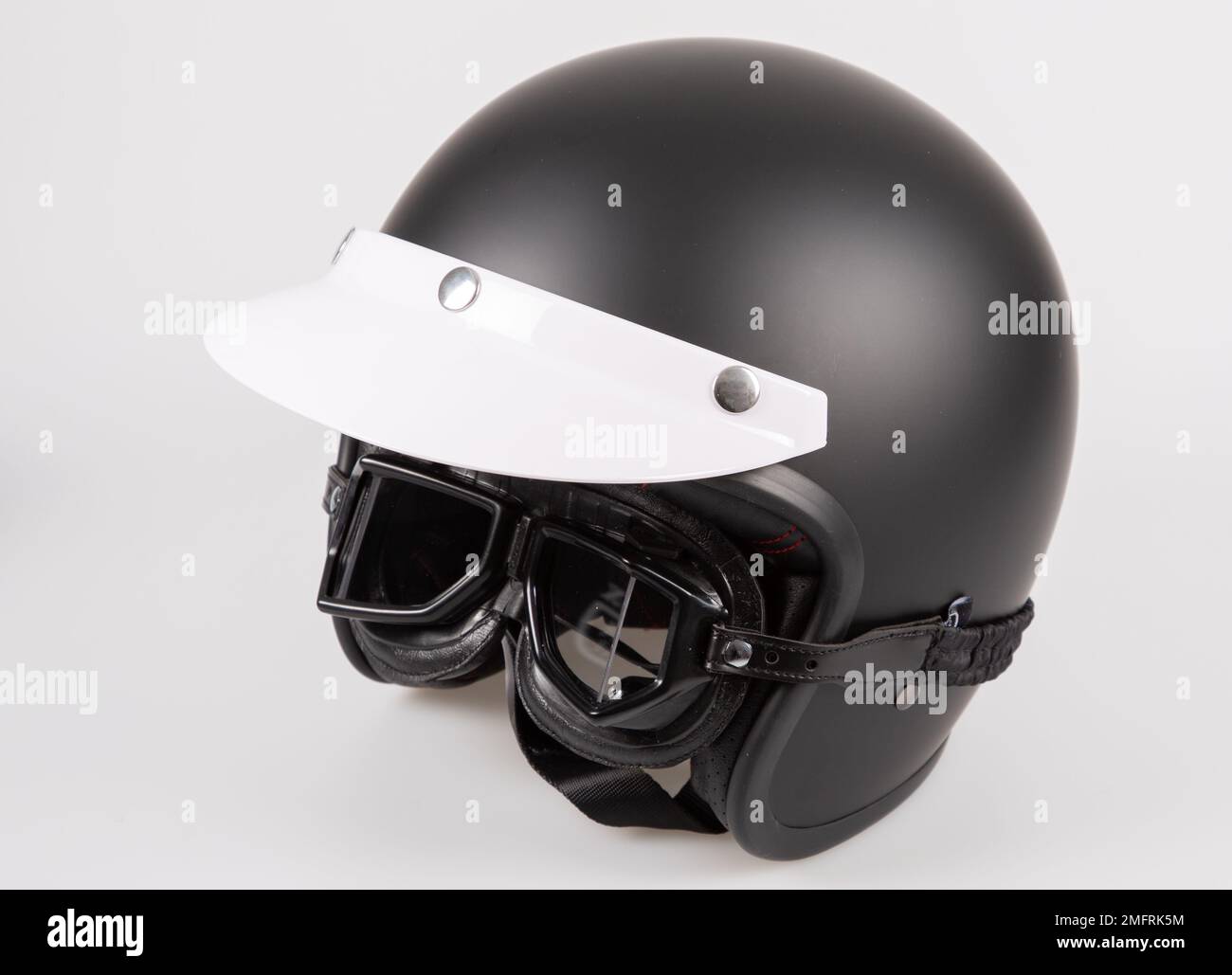 helmet black motorcycle anti sun protective visor retro and vintage style cafe racer open face old school style Stock Photo Alamy