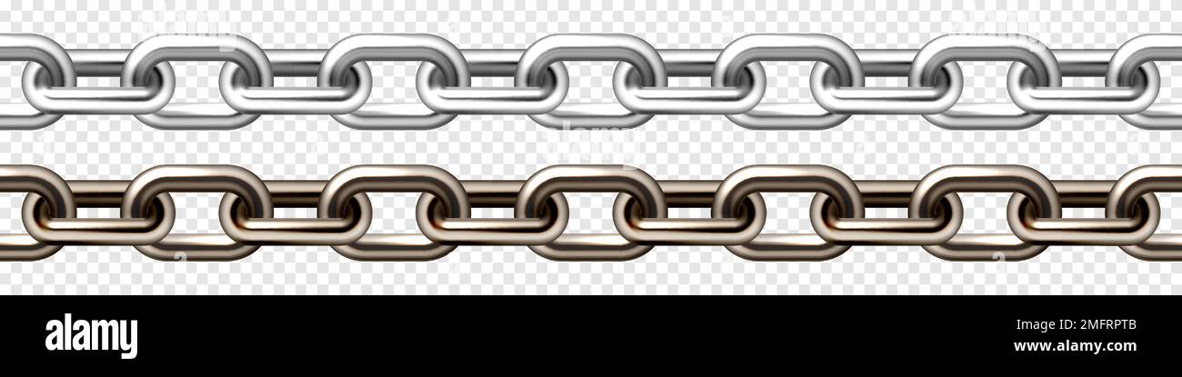 Realistic silver and brown metal chain with old rusty links. Heavy ...