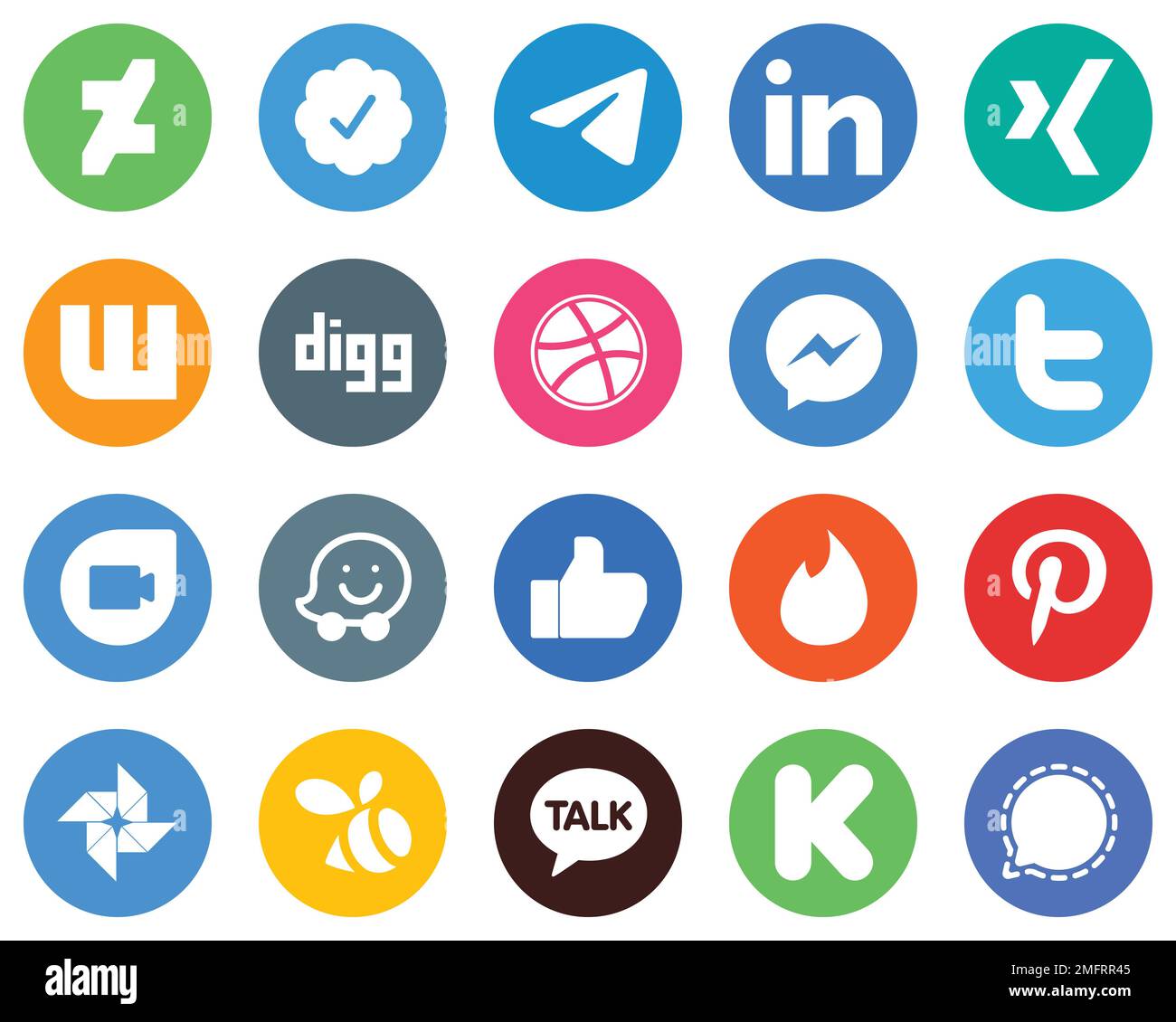 Flat Circle White Icon Set waze. tweet. wattpad. twitter and facebook
