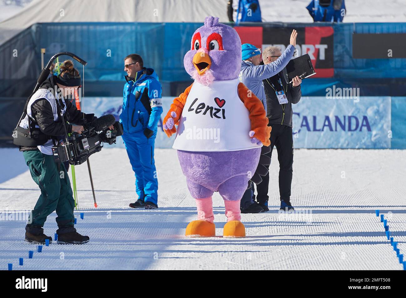 Lenzerheide, Schweiz, 25. Januar 2023. Lenzi das Maskottchen der