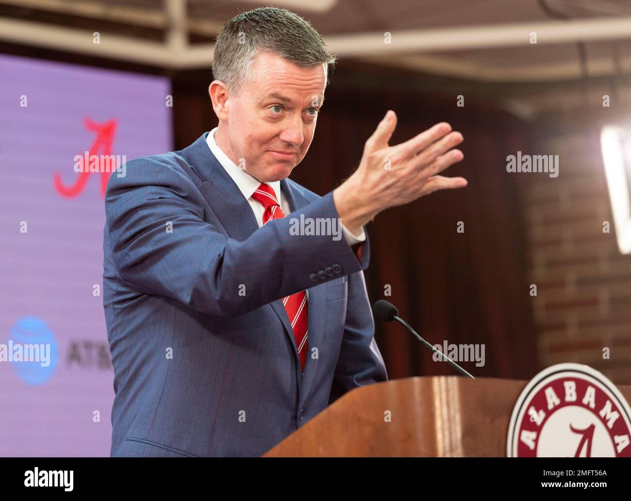 Alabama's athletic director, Greg Byrne, introduces Nate Oats as the