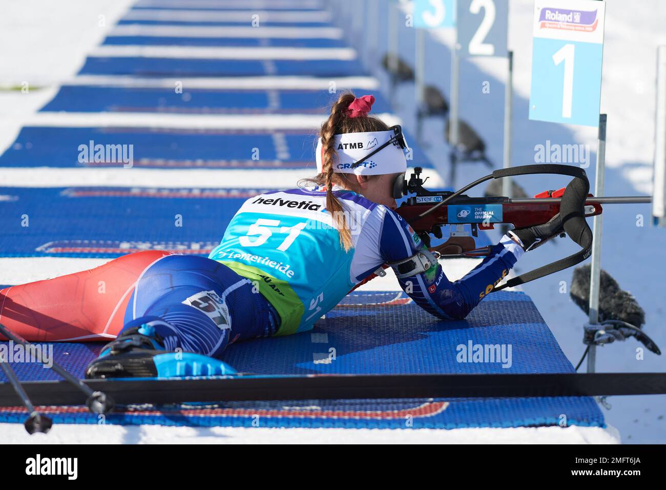 Lenzerheide, Schweiz, 25. Januar 2023. RICHARD Jeanne FRA beim 15 km Einzelwettkampf der Frauen