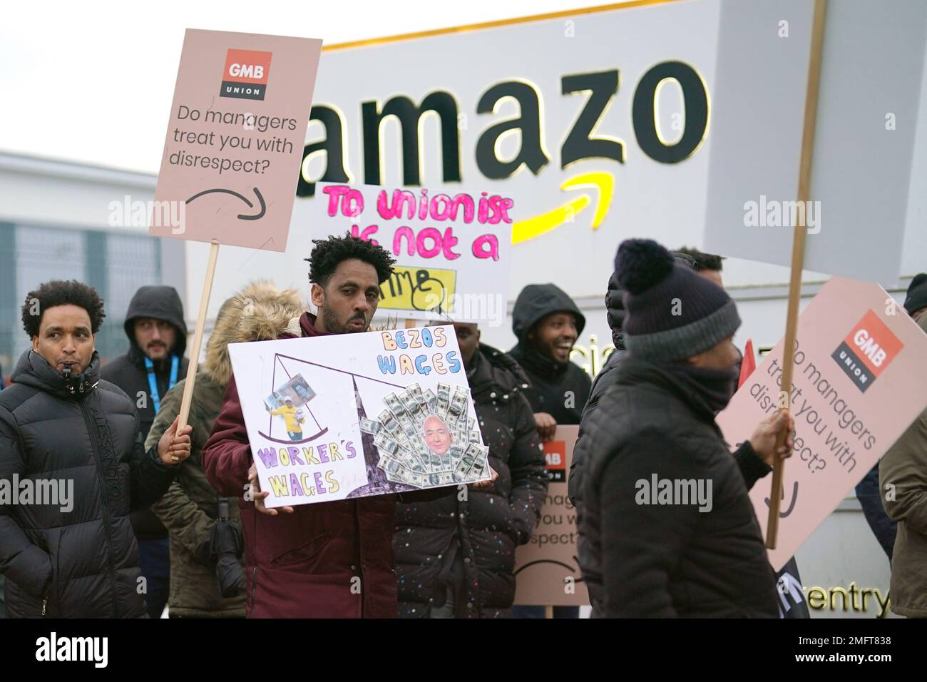 Members Of The GMB Union During A Rally Outside The Amazon Fulfilment ...