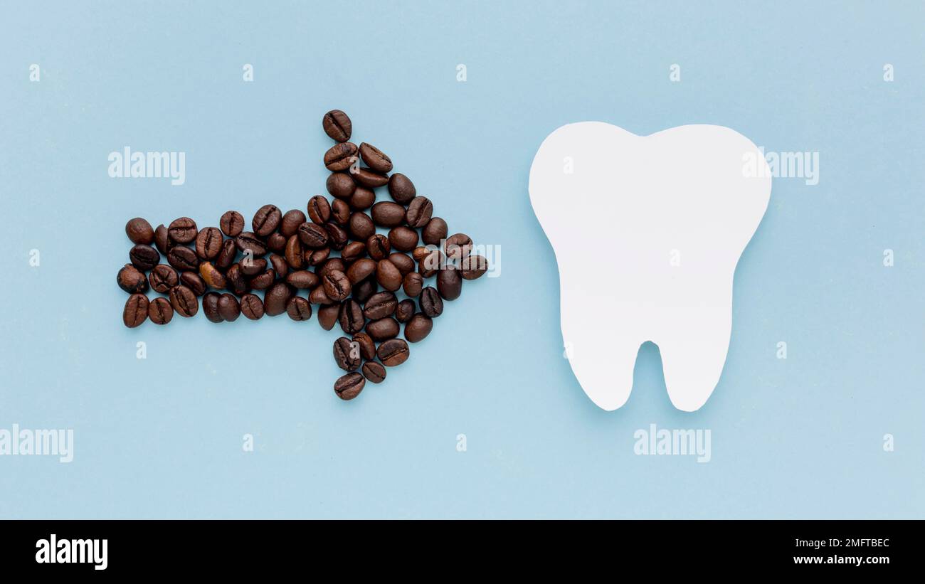 coffee arrow with tooth shape Stock Photo
