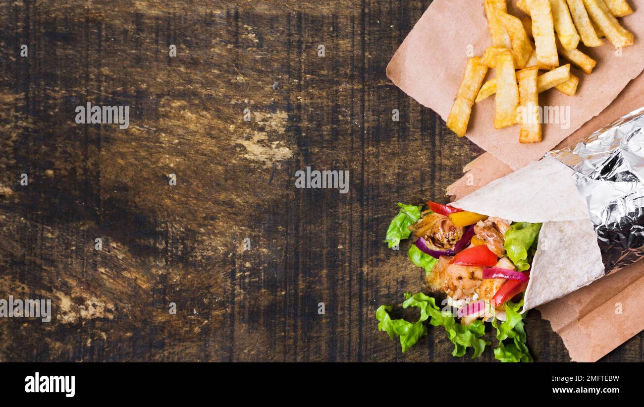 arabic kebab sandwich french fries Stock Photo Alamy