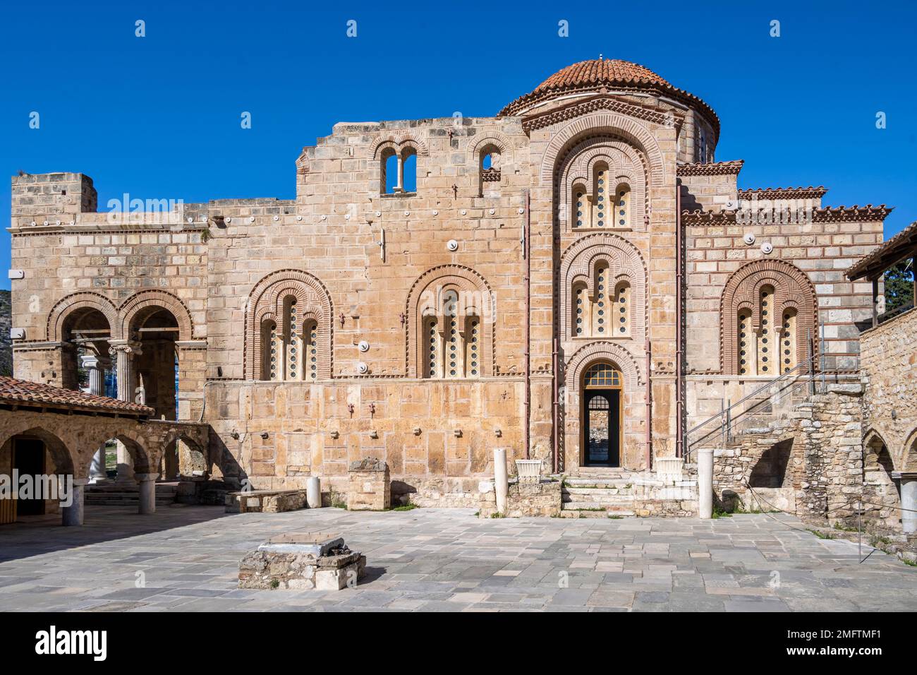Byzantine sacred building, Daphni Monastery, Dafni, near Athens, Attica, Greece Stock Photo