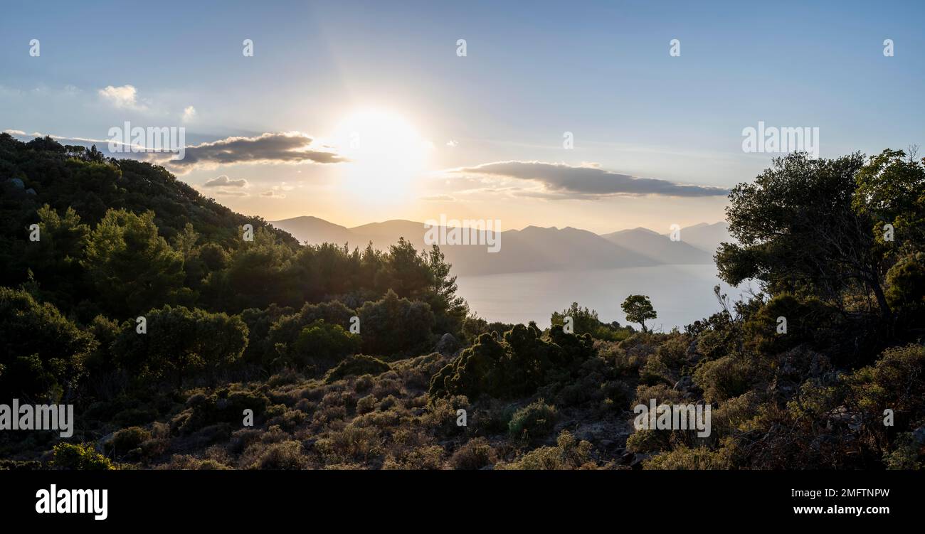 Volcanic peninsula Methana, view over the sea and landscape with ...