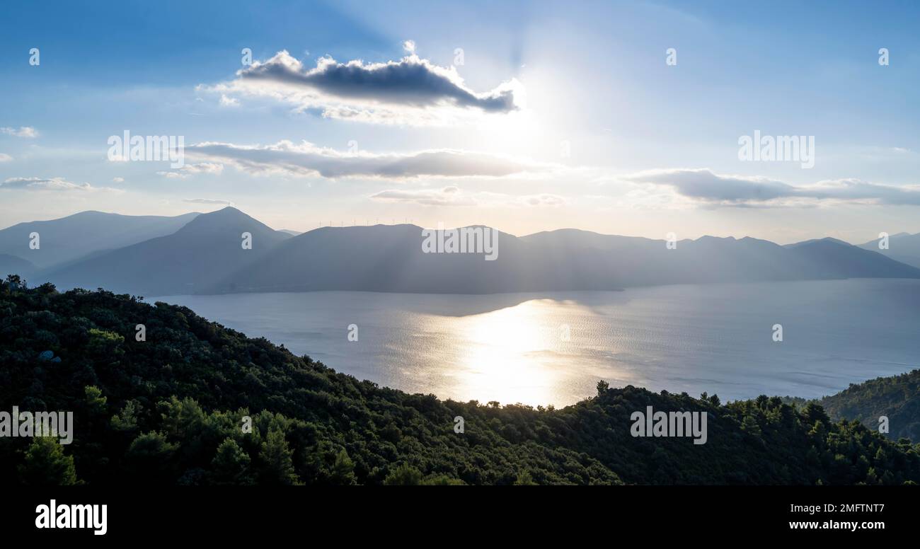 Volcanic peninsula Methana, view over the sea and landscape with ...
