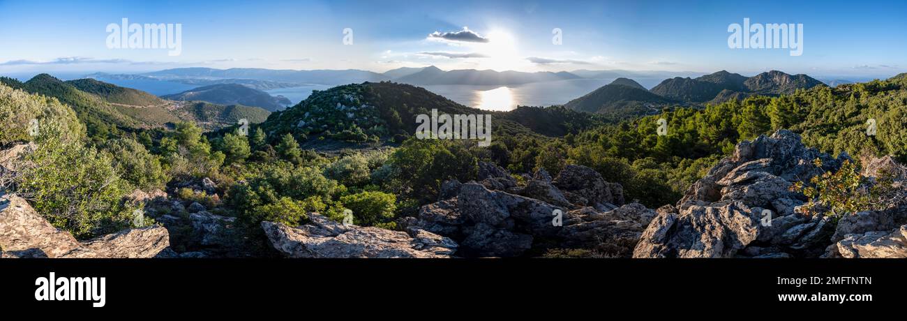 Volcanic peninsula Methana, view over the sea and landscape with ...