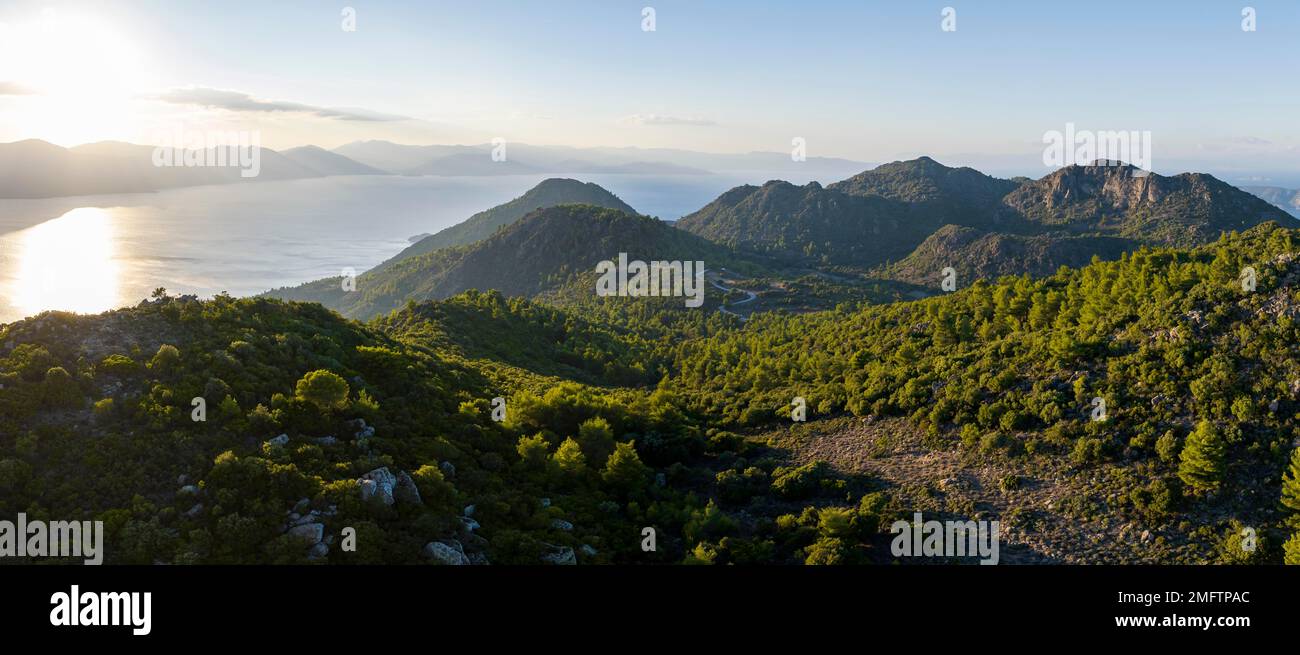 Volcanic peninsula Methana, view over the sea and landscape with ...