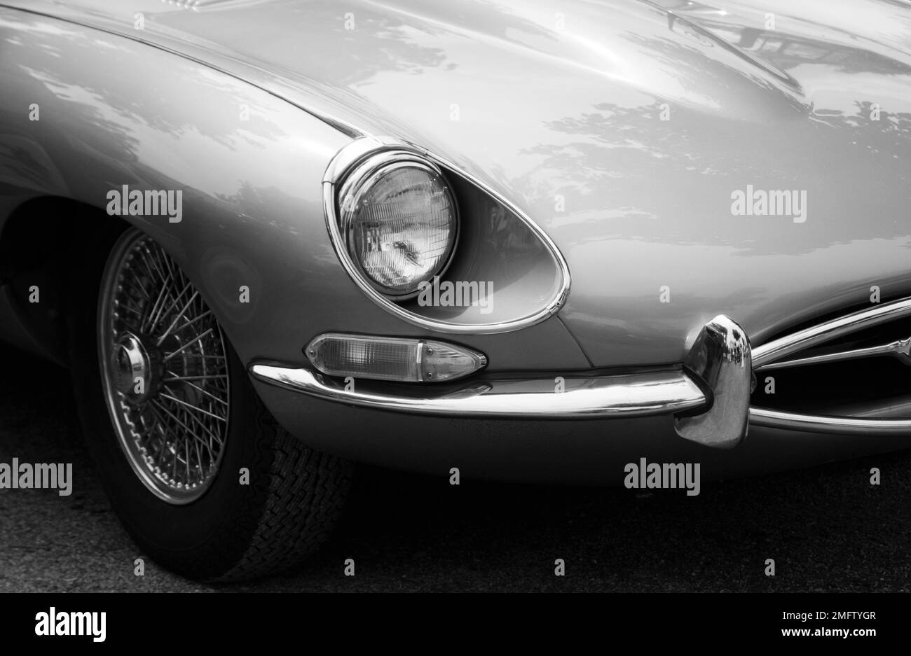 Car Headlights Jaguar E-Type Stock Photo