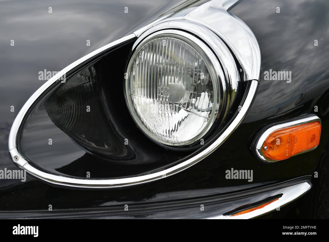 Car Headlights Jaguar EType Stock Photo Alamy