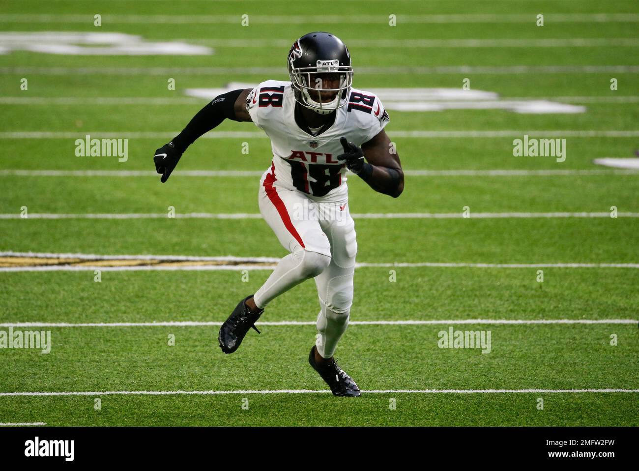 Atlanta Falcons wide receiver Calvin Ridley (18) plays against the