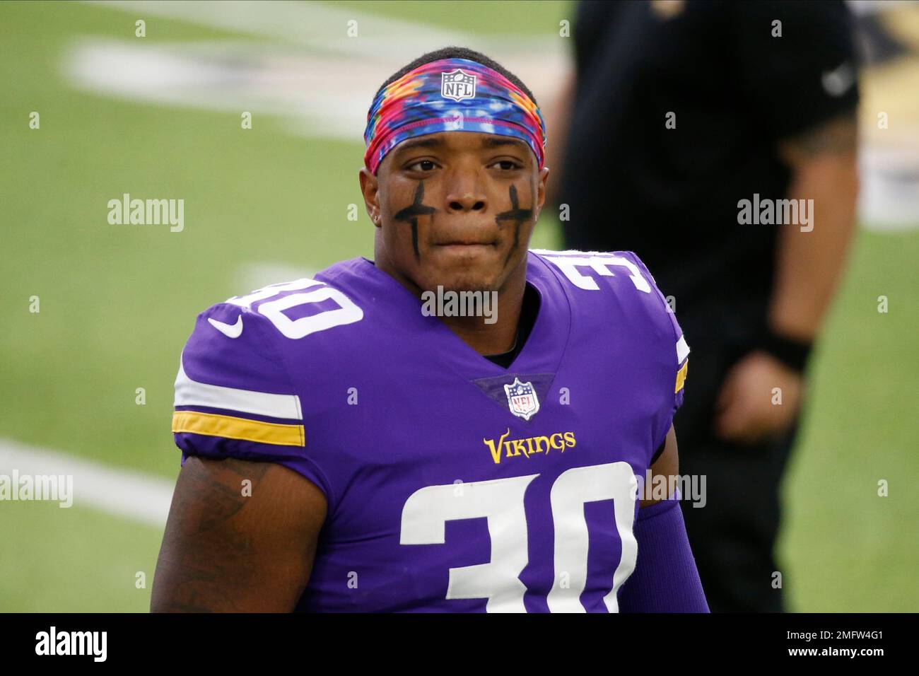 Minnesota Vikings fullback C.J. Ham (30) warms up before an NFL football  game against the Atlanta Falcons, Sunday, Oct. 18, 2020, in Minneapolis.  (AP Photo/Bruce Kluckhohn Stock Photo - Alamy