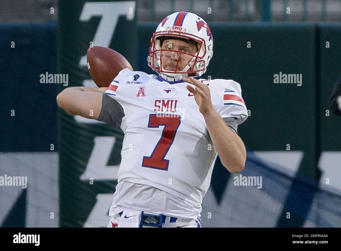 SMU quarterback Shane Buechele (7) throws during an NCAA college football  game against SMU in New Orleans, Friday, Oct. 16, 2020. (AP Photo/Matthew  Hinton Stock Photo - Alamy