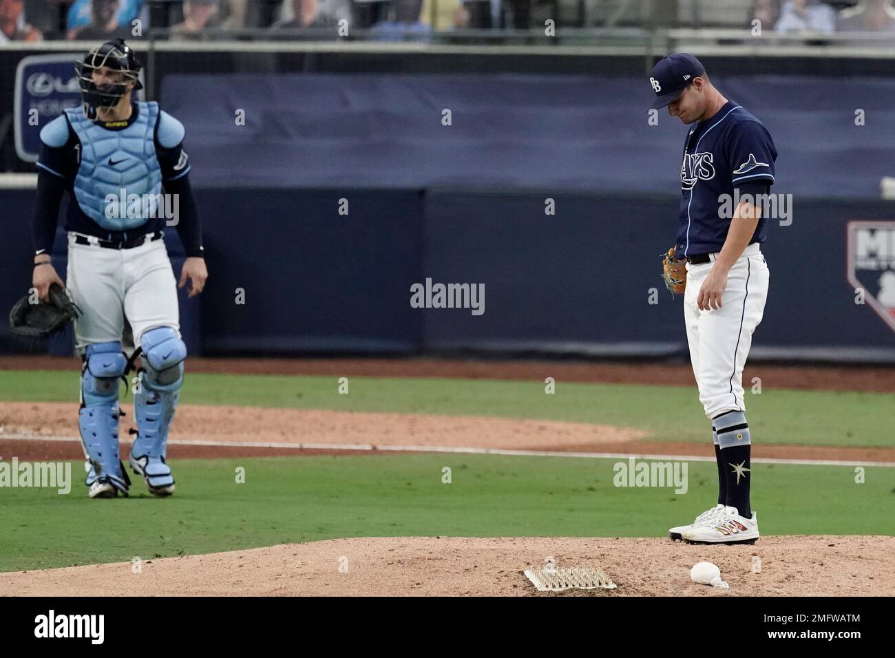 St. Petersburg, Florida, USA. June 26, 2022: Tampa Bay Rays starting  pitcher Shane McClanahan (18) throws a pitch during the MLB game between  Pittsburgh Pirates and Tampa Bay Rays St. Petersburg, FL.