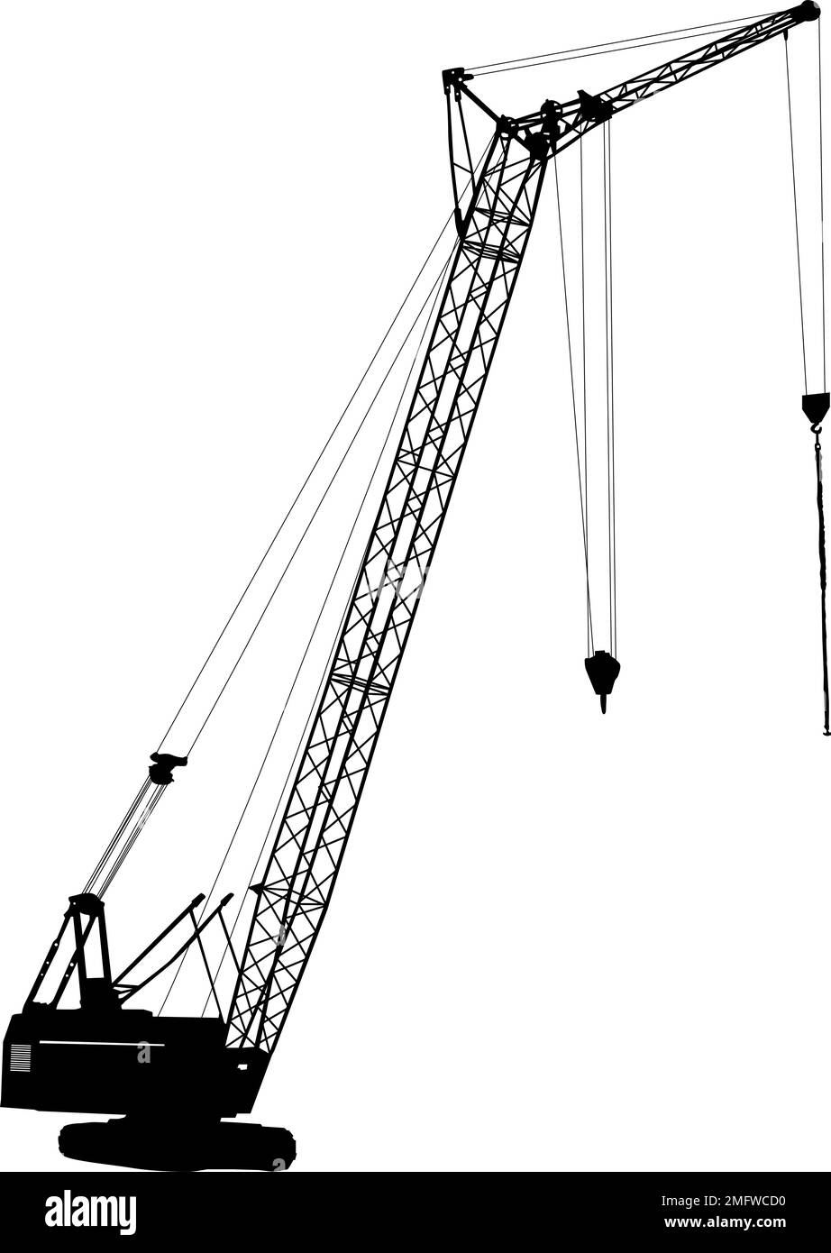 Working crane in sea port for cargo industry design on a white background. Stock Vector