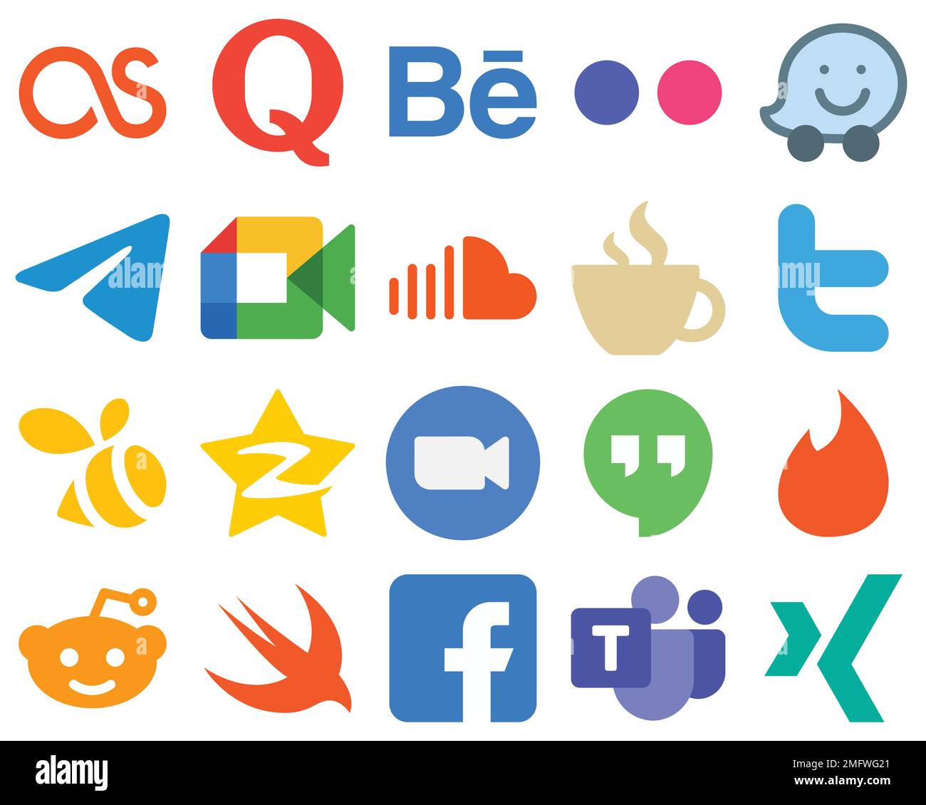 20 Vector Style Flat Social Media Icons streaming. music. messenger and  sound icons. Gradient Icons Collection Stock Vector Image & Art - Alamy