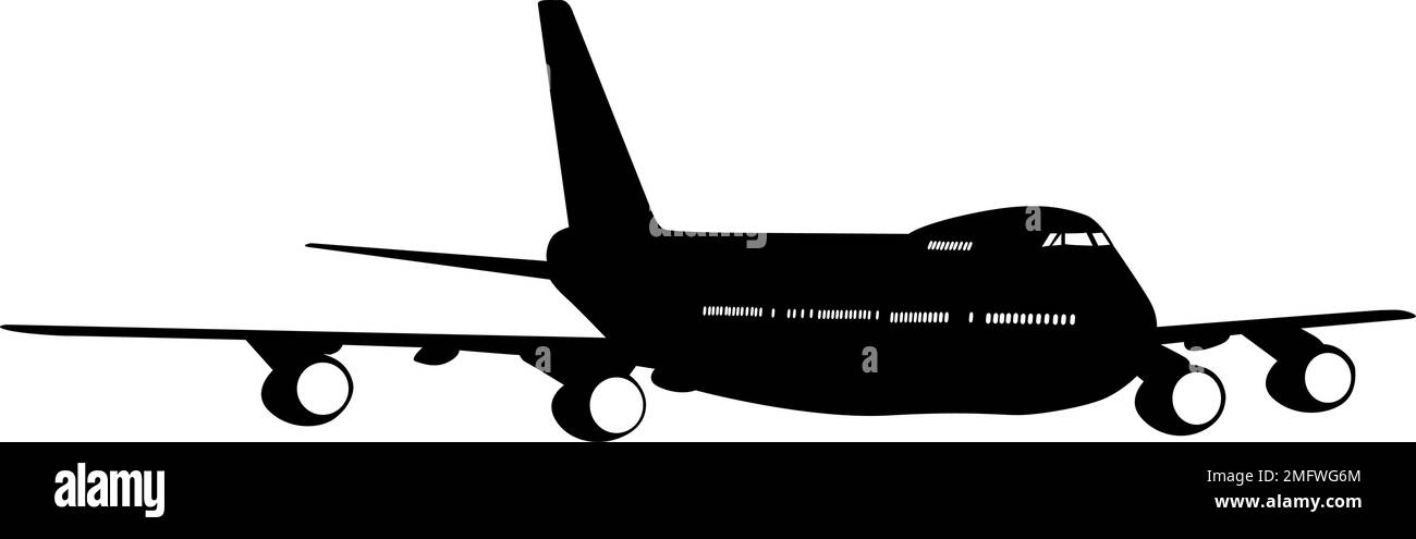 Silhouette passenger aircraft on a white background Stock Vector Image ...