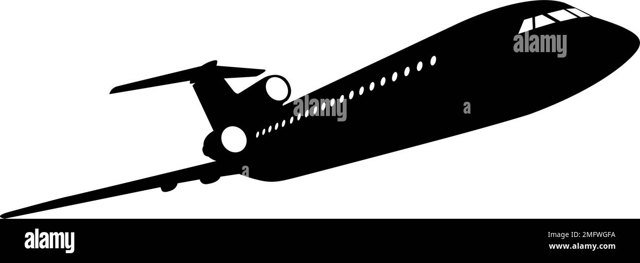 Silhouette passenger aircraft on a white background Stock Vector Image ...
