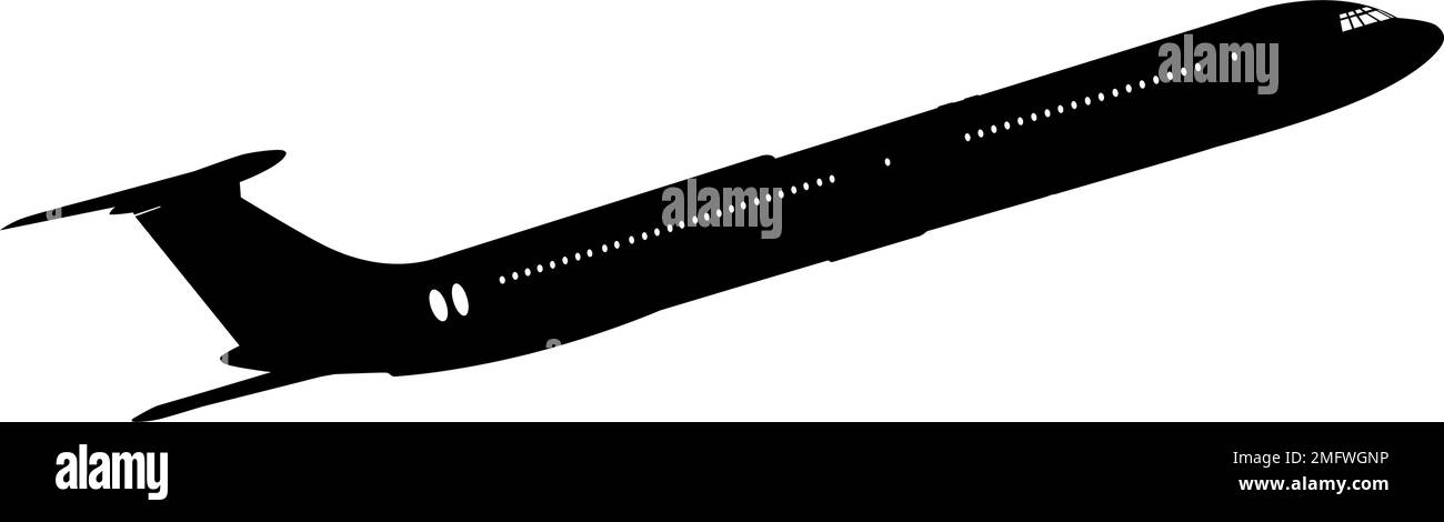 Silhouette passenger aircraft on a white background Stock Vector Image ...